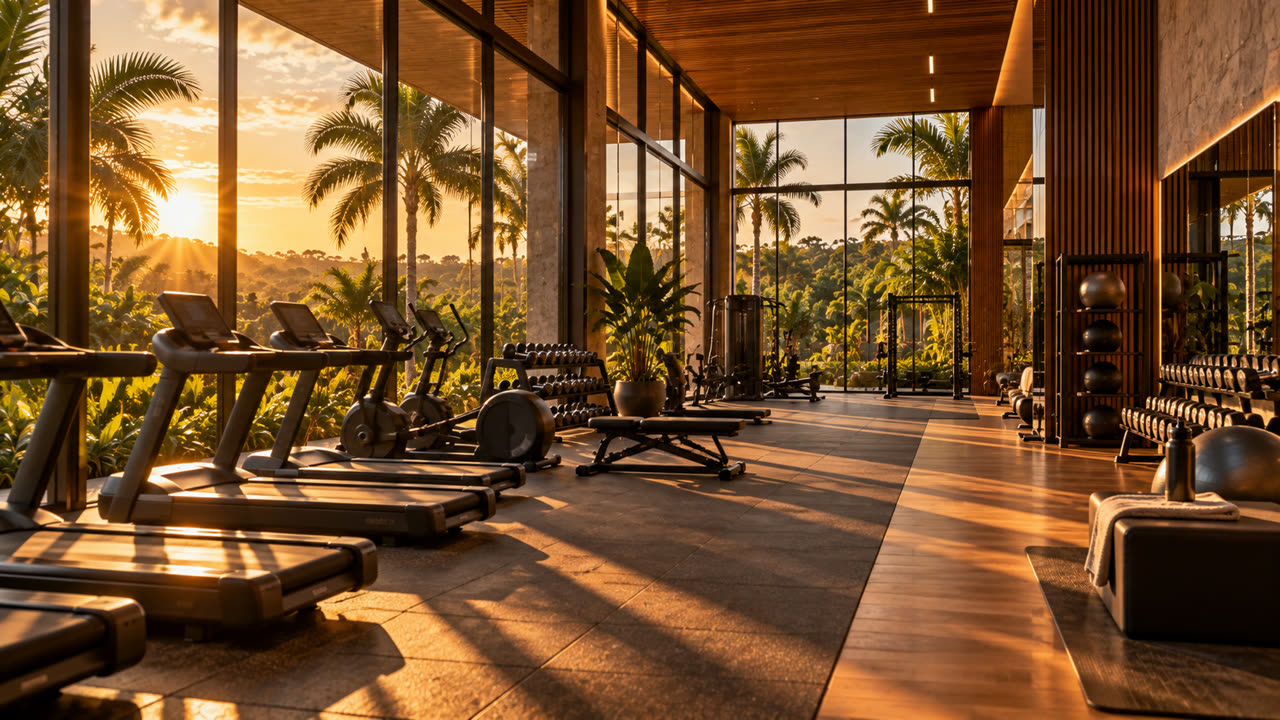 Academia com vista panorâmica para os jardins